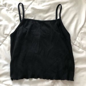 Black Ribbed Crop Tank Top